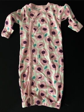 Baby Girls Pink Floral Sleep Gown with Purple Accents